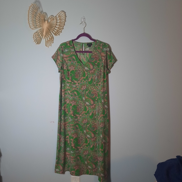 J. Jill Vibrant Green Paisley Maxi Dress - Picture 4 of 5